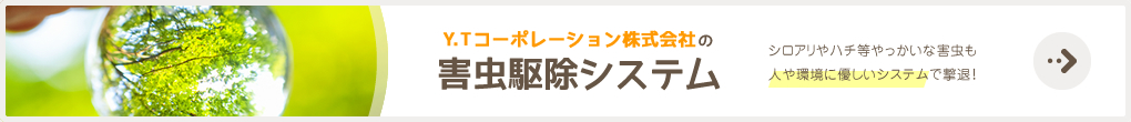 岐阜市のシロアリなど害虫駆除、Y.Tコーポレーション株式会社の害虫駆除システム。シロアリやハチ等やっかいな害虫も人や環境に優しいシステムで撃退！